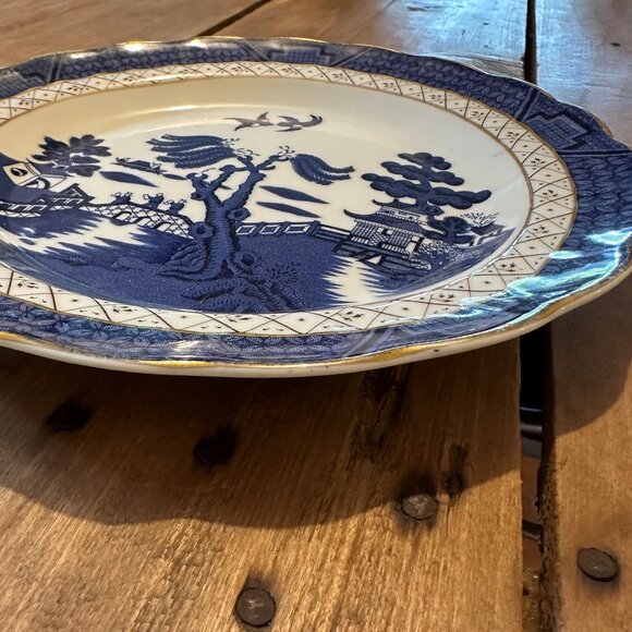 Booths REAL OLD WILLOW Blue & White Transferware Dinner Plate - Picture 2 of 10